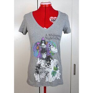 Out of Print "Midsummer Night's Dream" V-Neck T-Shirt in Grey.